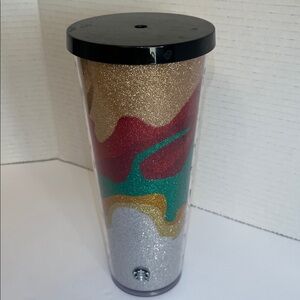 Starbucks Multicolor Glitter Tumbler with Black Lid 24 Oz